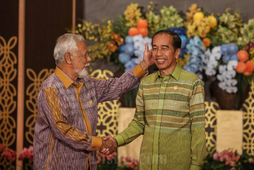  Xanana Gusmao Usap Kepala Presiden Joko Widodo Saat Jamuan Makan Malam KTT Indonesia-Afrika