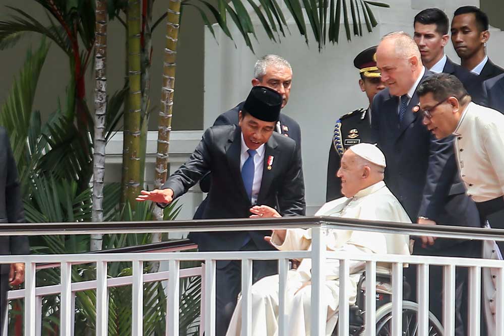  Presiden Joko Widodo Terima Kunjungan Paus Fransiskus di Istana Merdeka Jakarta