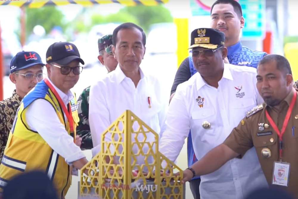 Presiden Jokowi saat meresmikan Jalan Tol Ruas Sigli - Banda Aceh Seksi 2, 3, 5 dan 6, Aceh Besar, Senin (9/9/2024) - Youtube Setpres.