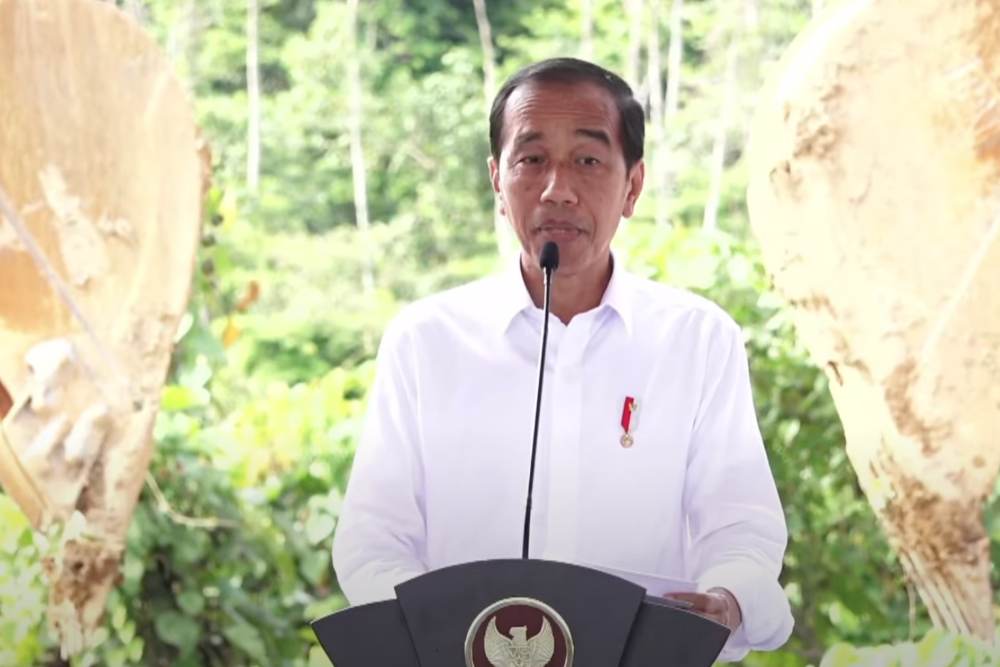 Presiden Jokowi menyampaikan sambutan pada acara groundbreaking proyek PT Bank Tabungan Negara (Persero) Tbk. di Ibu Kota Nusantara (IKN), Rabu (5/6/2024) - Youtube Setpres