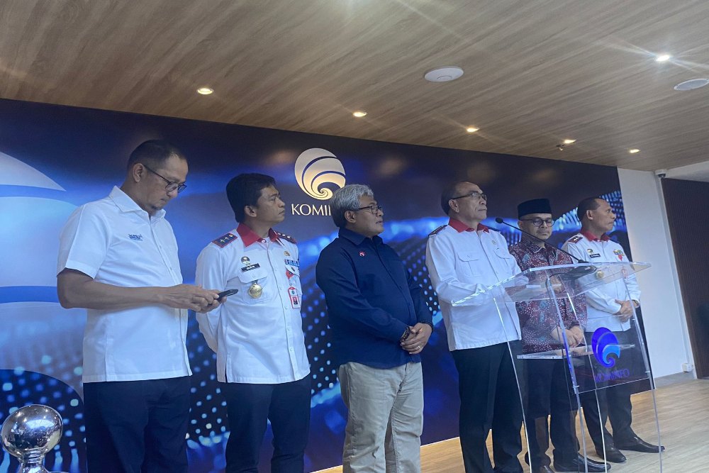 BSSN bersama dengan Kemenkominfo, dan Telkom melakukan konferensi pers soal PDN Down/Bisnis.com - Afiffah
