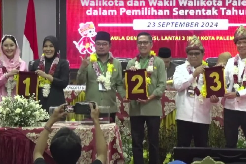  Pilwako Palembang 2024: Fitri-Nandriani No 1, Ratu Dewa-Prima No 2, Yudha Pratomo-Baharudin No 3