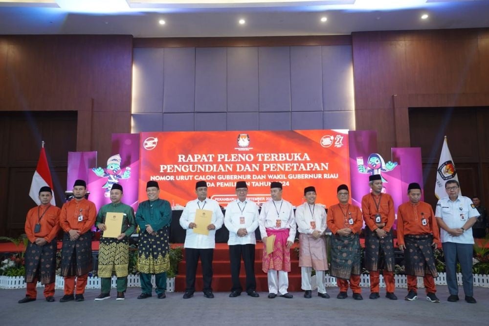  KPU Riau Tetapkan Nomor Urut Paslon Gubernur Riau 2024