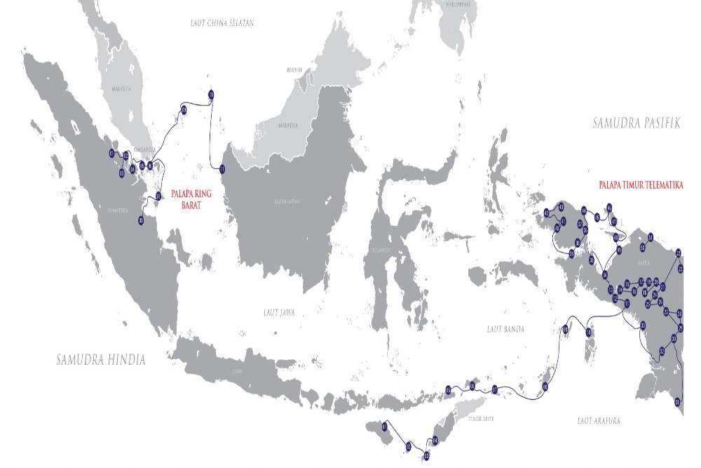 Peta Palapa Ring Barat dan Palapa Ring Timur/Dok. Palapa Ring Barat