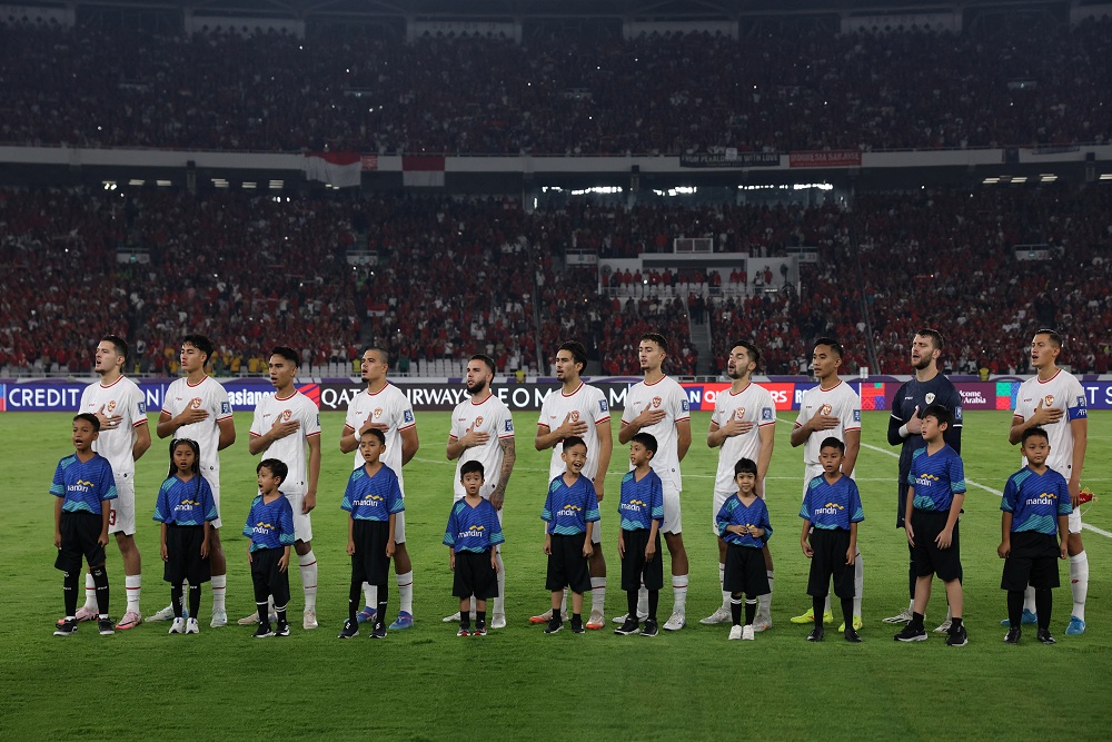 Skuad Timnas Indonesia saat melawan Australia di Kualifikasi Piala Dunia 2026. Prediksi Skor Bahrain vs Indonesia 10 Oktober: Susunan Pemain, H2H, Klasemen / Reuters.