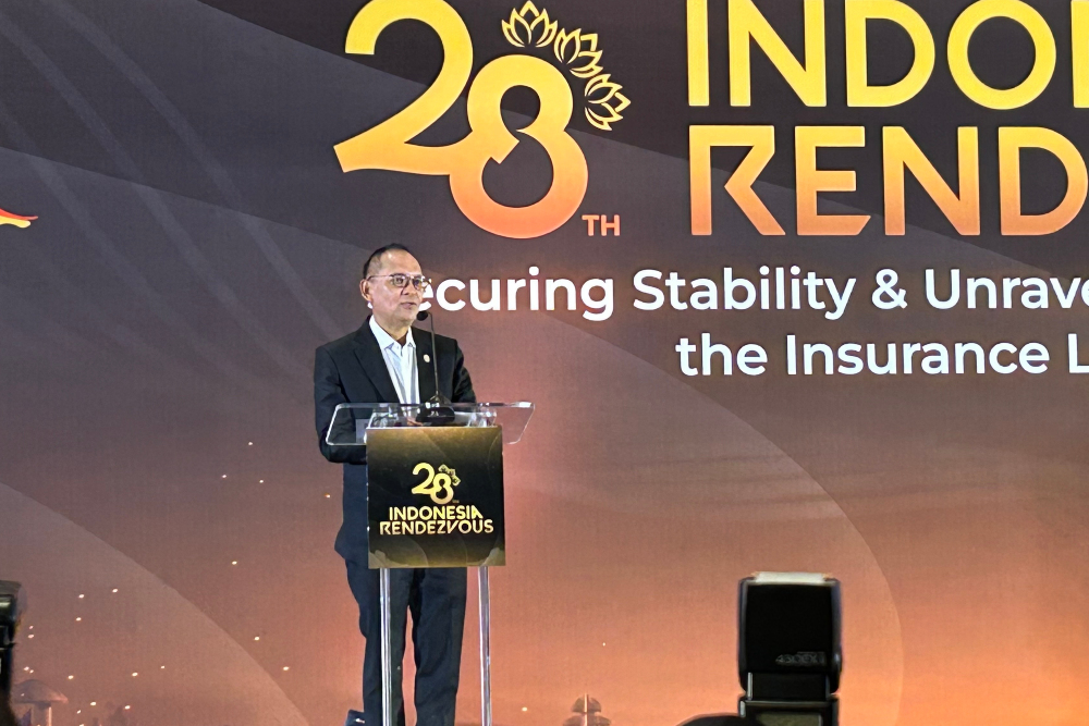 Kepala Eksekutif Pengawas Perasuransian, Penjaminan, dan Dana Pensiun (PPDP) OJK Ogi Prastomiyono dalam acara Indonesia Rendezvous 2024 di Nusa Dua, Bali pada Kamis (10/10/2024). / Bisnis-Pernita Hestin Untari