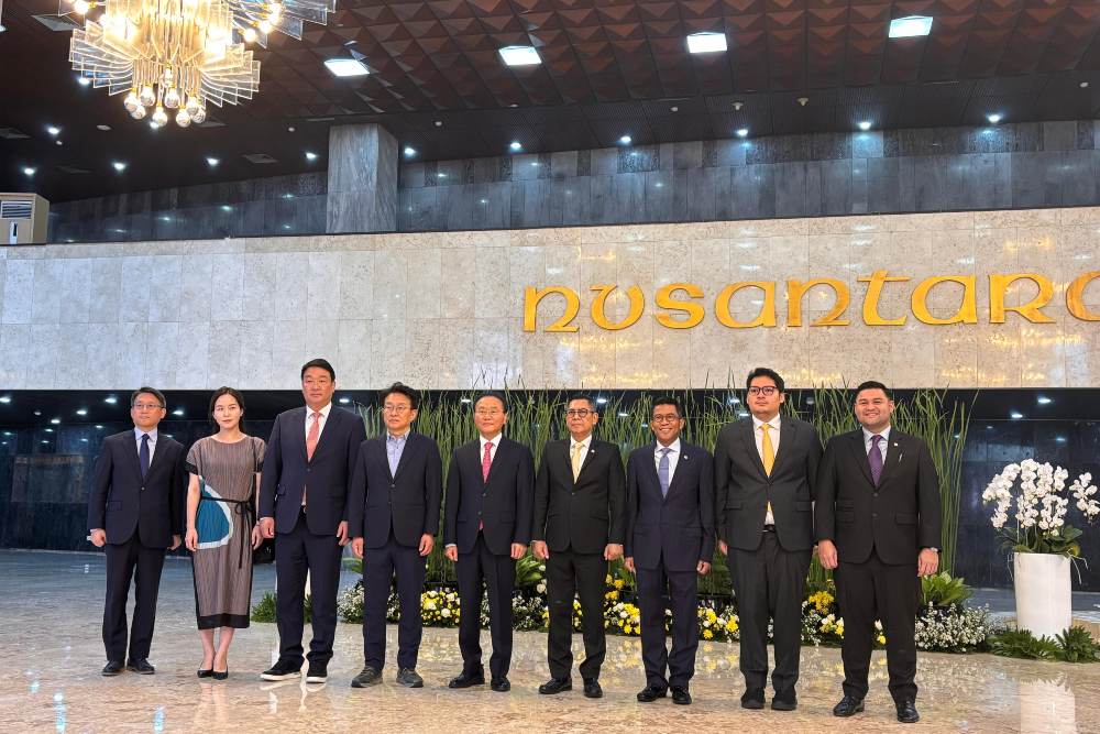 Dewan Perwakilan Rakyat (DPR) menerima kunjungan Badan Musyawarah Majelis Nasional Republik Korea Selatan dan delegasi lainnya di Kompleks Parlemen Senayan, Jakarta Pusat, Jumat (1/11/2024) / BISNIS - Jessica Gabriela Soehandoko