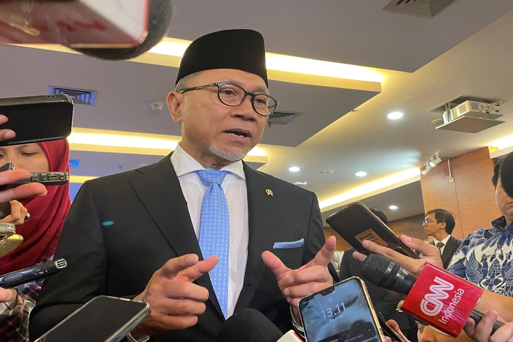 Menteri Koordinator (Menko) Pangan Zulkifli Hasan (Zulhas) saat ditemui sesuai acara Serah Terima Jabatan Menteri Perdagangan, di Kantor Kementerian Perdagangan, Jakarta, Senin (21/10/2024). —Bisnis/Rika Anggraeni