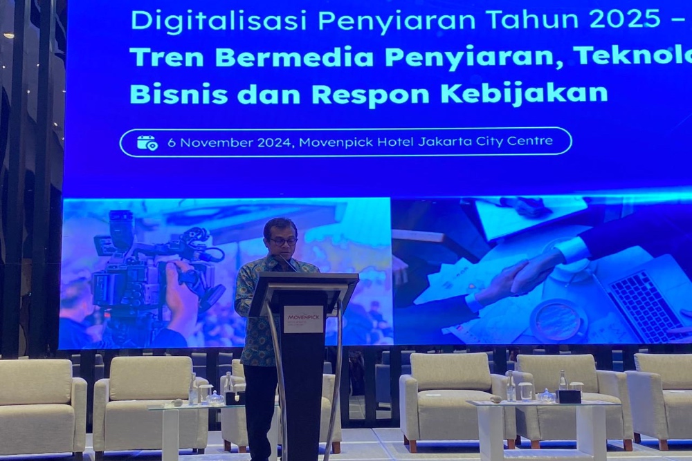 Wakil Menteri Komunikasi dan Digital (Wamenkomdigi) Nezar Patria dalam agenda Digitalisasi Penyiaran 2025-2029 di Jakarta, Rabu (6/11/2024).