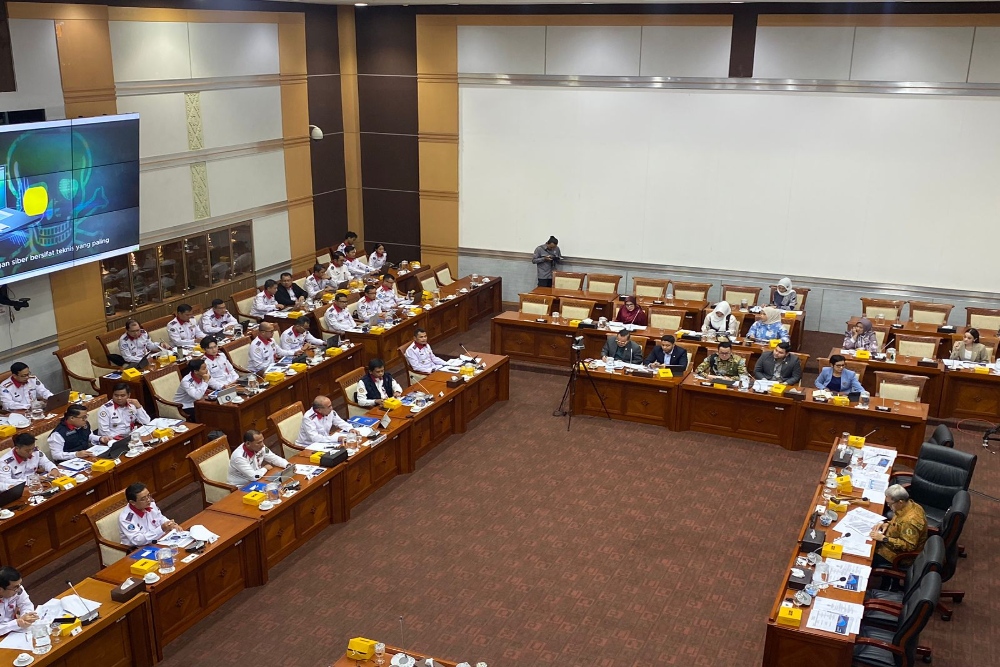 Rapat Dengar Pendapatan (RDP) BSSN dengan Komisi I DPR/Bisnis.com - Lukman Nur Hakim