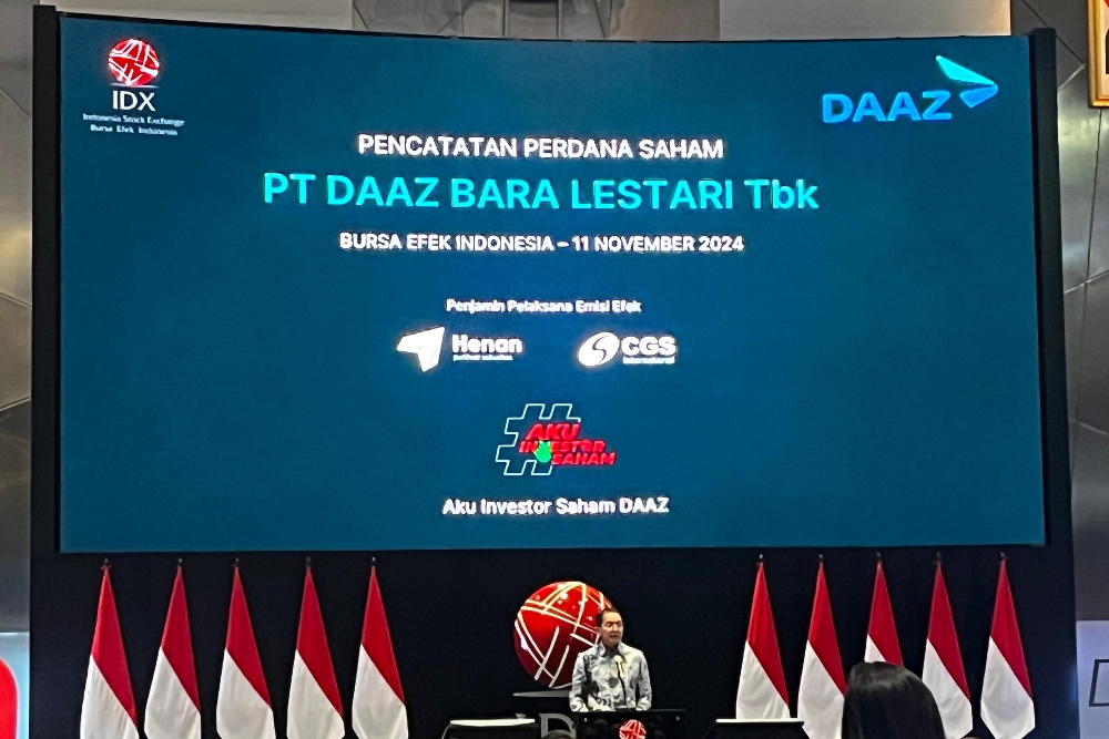 PT Daaz Bara Lestari Tbk (DAAZ) resmi melantai di Bursa Efek Indonesia (BEI) pada Senin, 11 November 2024./Bisnis-Erta Darwati