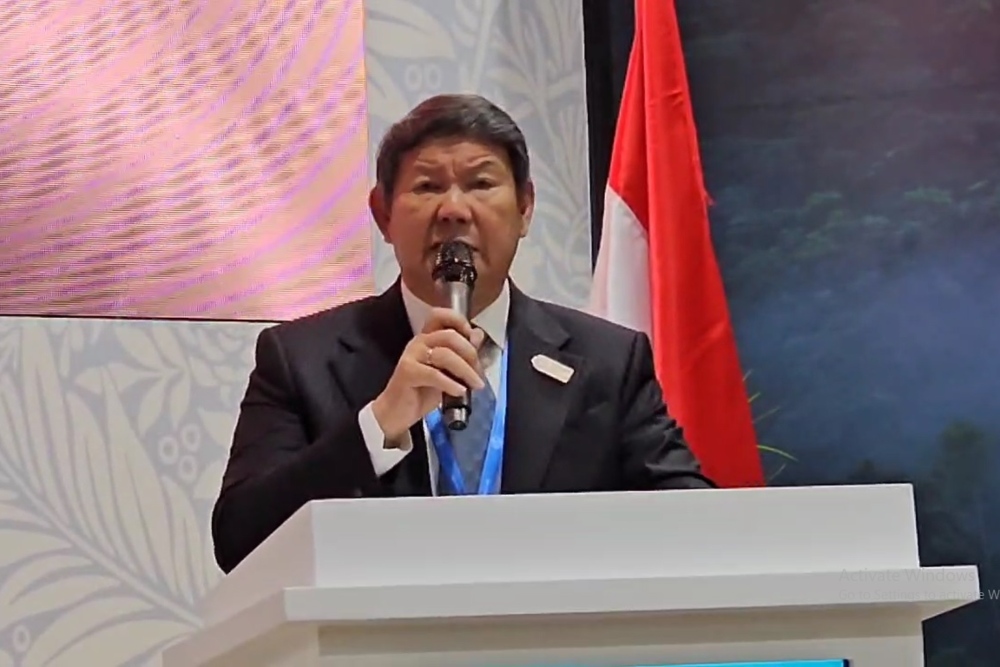Hashim Djojohadikusumo, yang ditunjuk Presiden Prabowo Subianto sebagai Indonesia Head of Delegation, secara resmi membuka  paviliun RI di KTT Perubahan Iklim COP29 di Baku, Azerbaijan, Senin (11/11/2024)