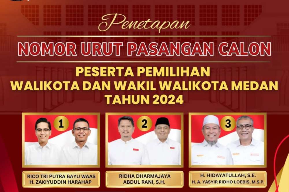  Pilwalkot 2024, Ini Profil 3 Calon Walikota dan Calon Wakil Walkot Medan
