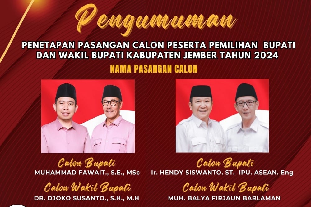  Profil Calon Bupati Jember dan Wakilnya: Petahana Digoyang Koalisi Gendut