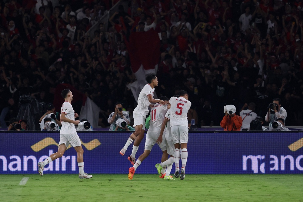 Selebrasi pemain-pemain Timnas Indonesia / Reuters-Ajeng Dinar Ulfiana.