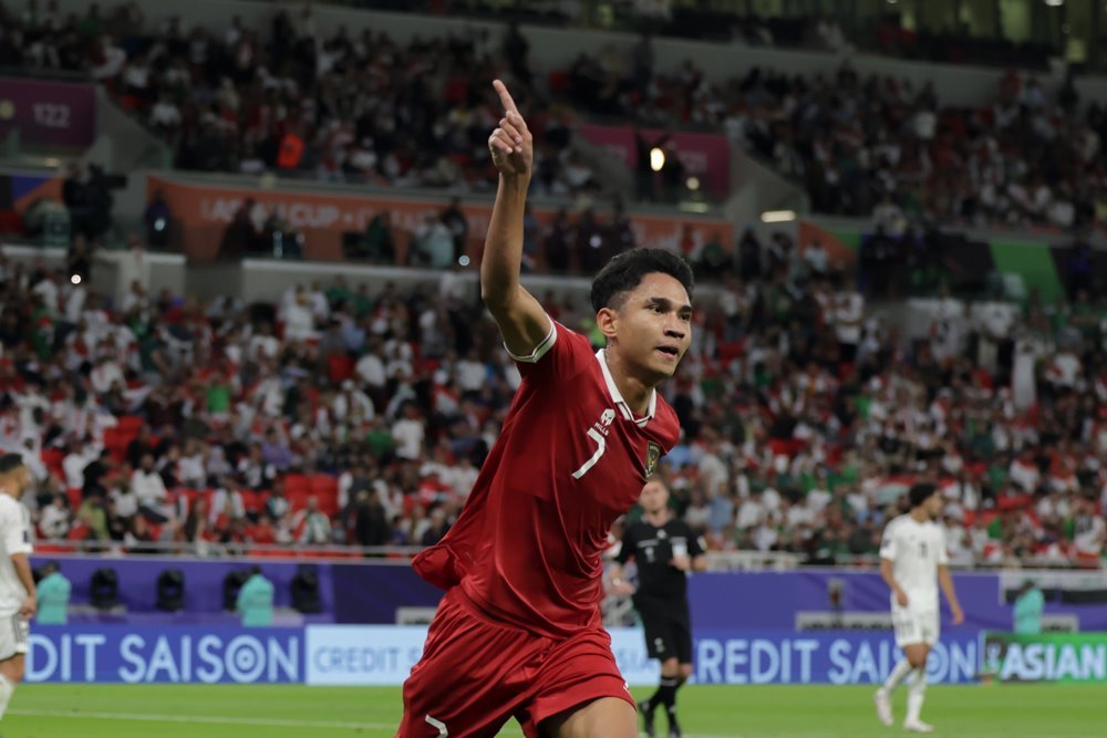Pemain timnas Indonesia, Marselino Ferdinan. Live Hasil Indonesia vs Laos, Piala AFF 2024: Timnas Garuda Menang Telak?/PSSI