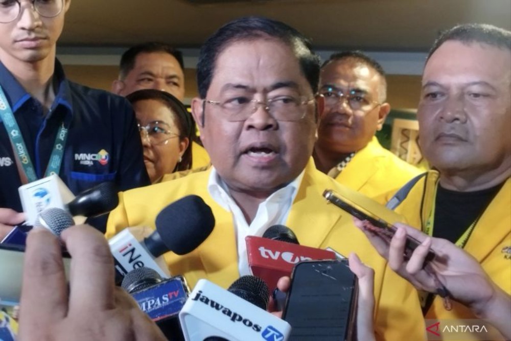 Wakil Ketua Umum Partai Golkar Idrus Marham di Sentul International Convention Center, Bogor, Jawa Barat, Kamis (12/12/2024). (ANTARA/Bagus Ahmad Rizaldi)
