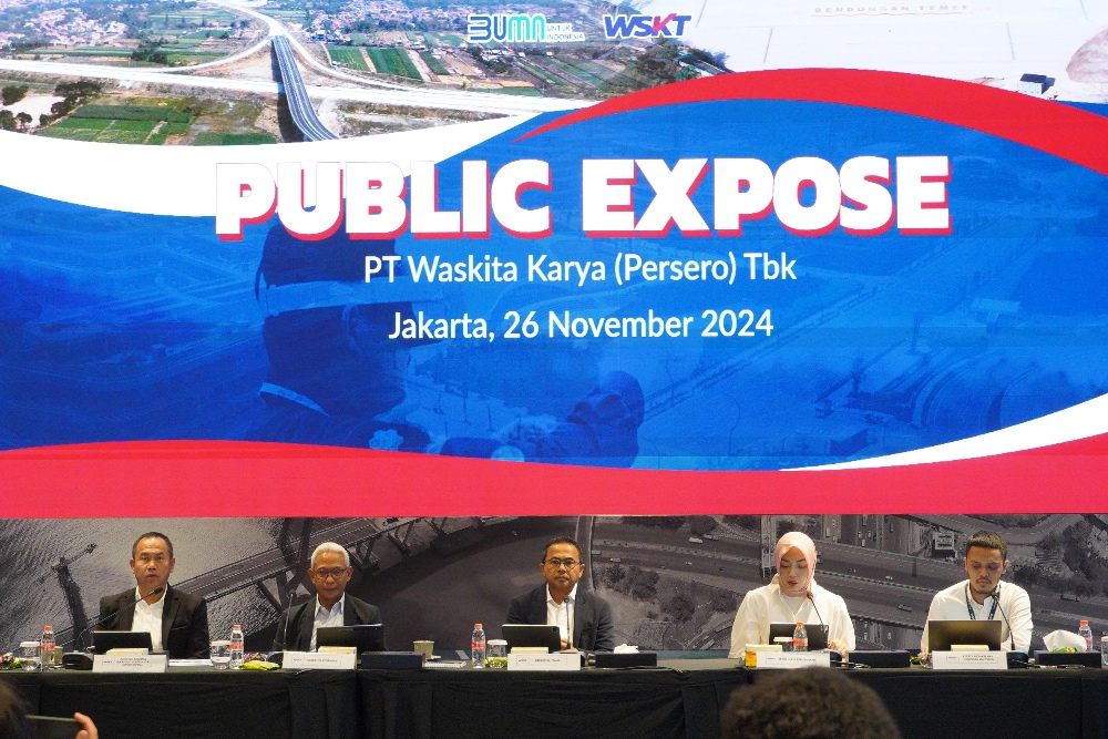 Manajemen PT Waskita Karya (Persero) Tbk. (WSKT) menggelar paparan publik di Waskita Heritage, Jakarta, Selasa (26/11/2024). Perseroan menyatakan renovasi Stadion Kanjuruhan telah dilakukan sesuai arahan FIFA dan berstandar internasional. /Istimewa