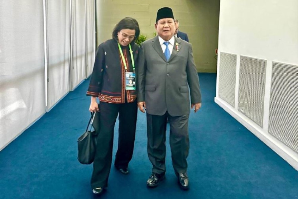Menteri Keuangan Sri Mulyani membagikan momen berbincang dengan Presiden Prabowo di sela KTT G20 Brasil melalui laman instagramnya./@instagram