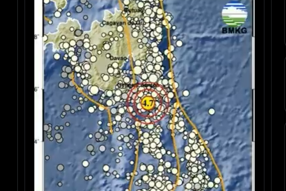 Gempa dengan magnitudo 4,7 dan kedalaman 132 kilometer mengguncang barat laut Melonguane, Maluku Utara pada Jumat (10/1/2025) pukul 03.11 WITA atau 02.11 WIB. / dok. BMKG