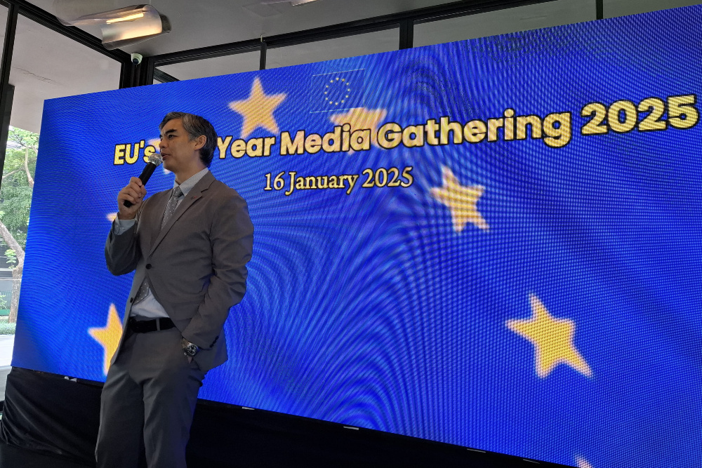 Duta Besar Uni Eropa untuk Asean, Sujiro Seam, dalam EUs New Year Media Gathering di Jakarta pada Kamis (16/1/2025). / Bisnis-Lorenzo Anugrah Mahardhika