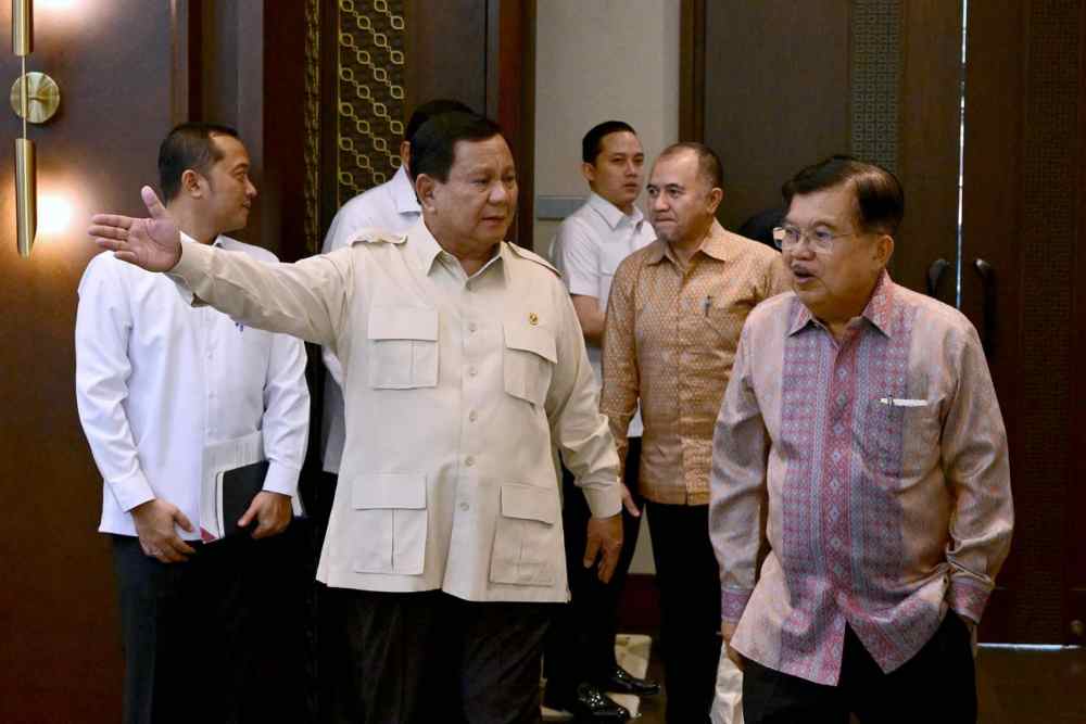  Jusuf Kalla Sambangi Prabowo di Istana, Bahas Soal Pangan