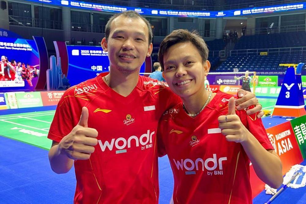 Rinov Rivaldy/Siti Fadia Silva Ramadhanti. Hasil Final BAMTC 2025, Indonesia vs China: Rinov/Fadia Bawa Tim Merah Putih Unggul/Antara