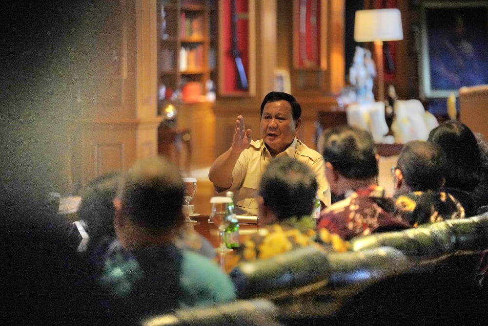 Presiden Prabowo Subianto menyampaikan sejumlah hal di depan jajaran Pimpinan Redaksi (Pimred) media/Istimewa