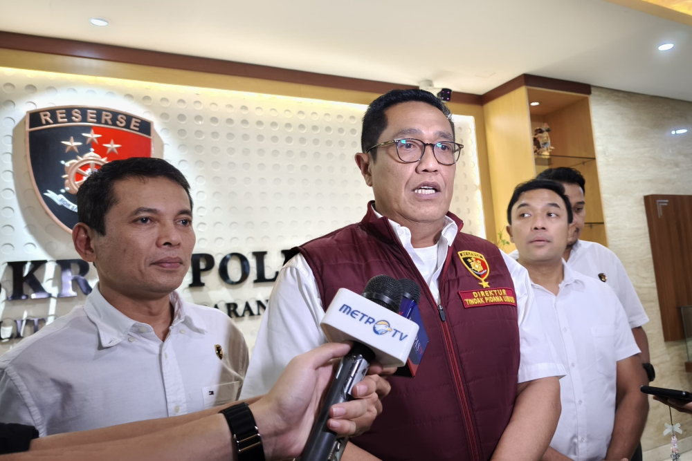 Direktur Tindak Pidana Umum (Dirtipidum) Bareskrim Polri, Djuhandhani Rahardjo Puro di Bareskrim, Jakarta, Senin (24/2/2025). / Bisnis-Anshary Madya Sukma