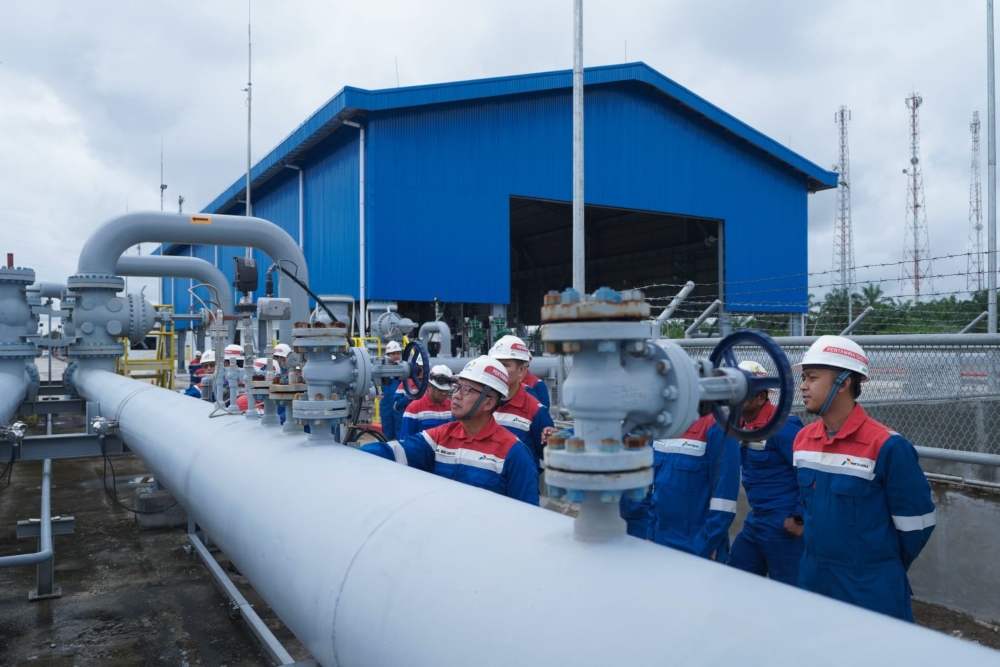 Direksi Pertagas melakukan kegiatan Management Walkthrough (MWT) untuk memastikan keamanan penyaluran energi baik bahan bakar minyak maupun elpiji menjelang dan selama Hari Raya Idulfitri 1446 H. /Istimewa-Pertagas