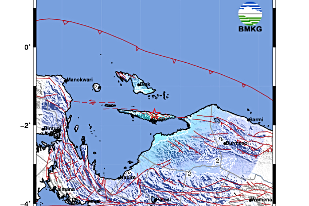  Gempa 5,1 SR Guncang Serui, Papua