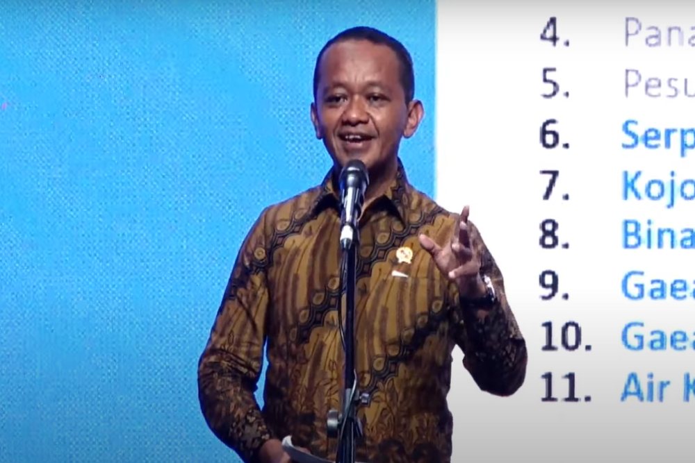 Menteri Energi dan Sumber Daya Mineral (ESDM) Bahlil Lahadalia saat memberikan sambutan dalam gelaran IPA Convex 2025 di Tangerang, Rabu (21/5/2025)./YouTube Sekretariat Presiden
