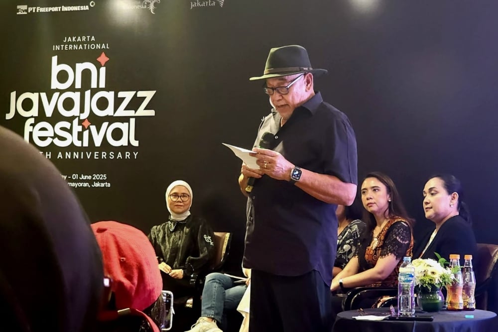 Peter F. Gontha beri sambutan sekaligus meluncurkan buku The Making of Java Jazz Festival untuk merayakan 20 Tahun Java Jazz Festival di Jakarta, Rabu (28/5/2025).