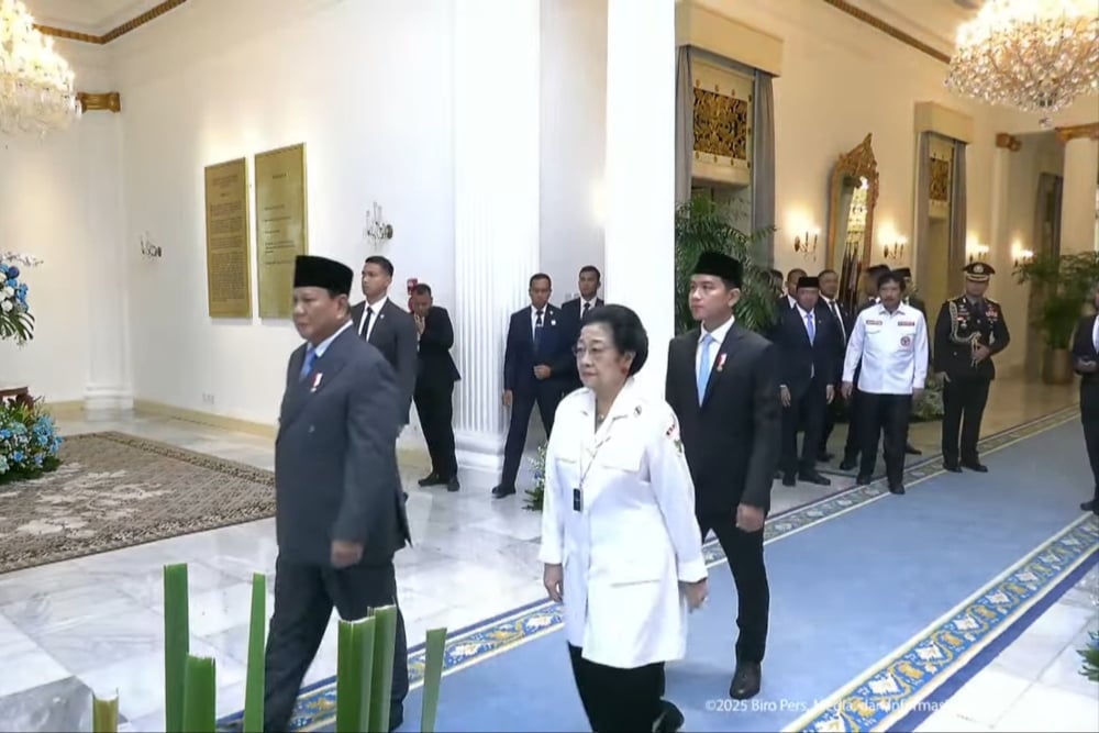 Momen Prabowo, Megawati, dan Gibran Hadir Bareng di Upacara Hari Lahir Pancasila