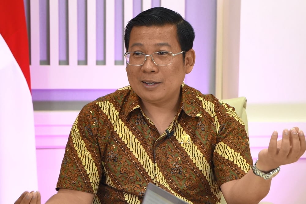 Kepala Badan Pangan Nasional (Bapanas) Arief Prasetyo Adi dalam sesi Podcast Bisnis Indonesia, Broadcash, Jumat (11/08/2023). Dok. Youtube Bisniscomrn