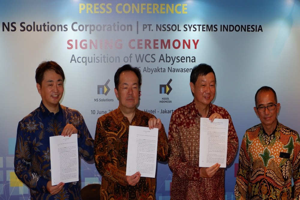 PT WCS Abyakta Nawasena (WCS Abysena), perusahaan teknologi lokal dengan spesialisasi dalam solusi ERP Microsoft Dynamics 365, resmi diakuisisi oleh NS Solutions Corporation (NSSOL), perusahaan teknologi  asal Jepang  dan PT NSSOL Systems Indonesia (NSIDN)/Istimewa
