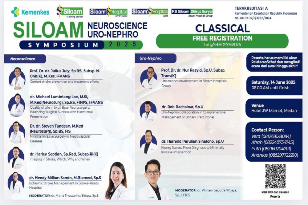  RS Siloam Medan Akan Hadirkan Simposium Neuroscience dan Uro-Nephro 2025