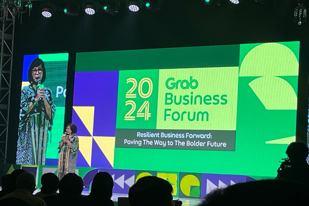 Country Managing Director Grab Indonesia Neneng Goenadi dalam acara Grab Business Forum di Hotel Kempinski, Jakarta, Selasa (14/5/2024)/ Bisnis.com - Rika Anggraeni