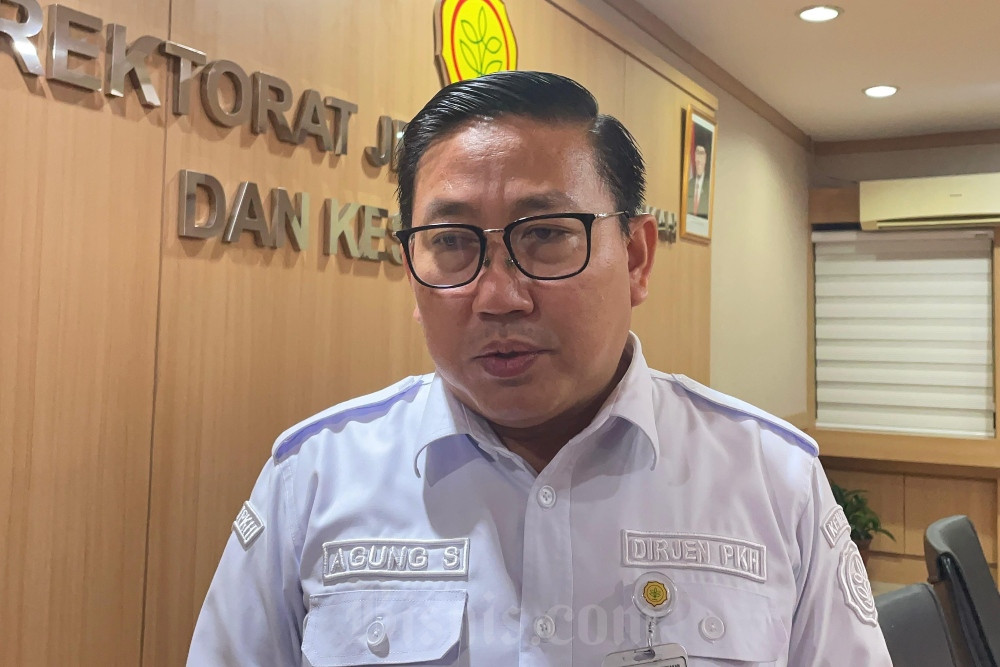 Direktur Jenderal Peternakan dan Kesehatan Hewan Kementerian Pertanian (Kementan) Agung Suganda saat ditemui di Kantor Kementan, Jakarta, Rabu (18/6/2025)./Bisnis-Rika Anggraeni