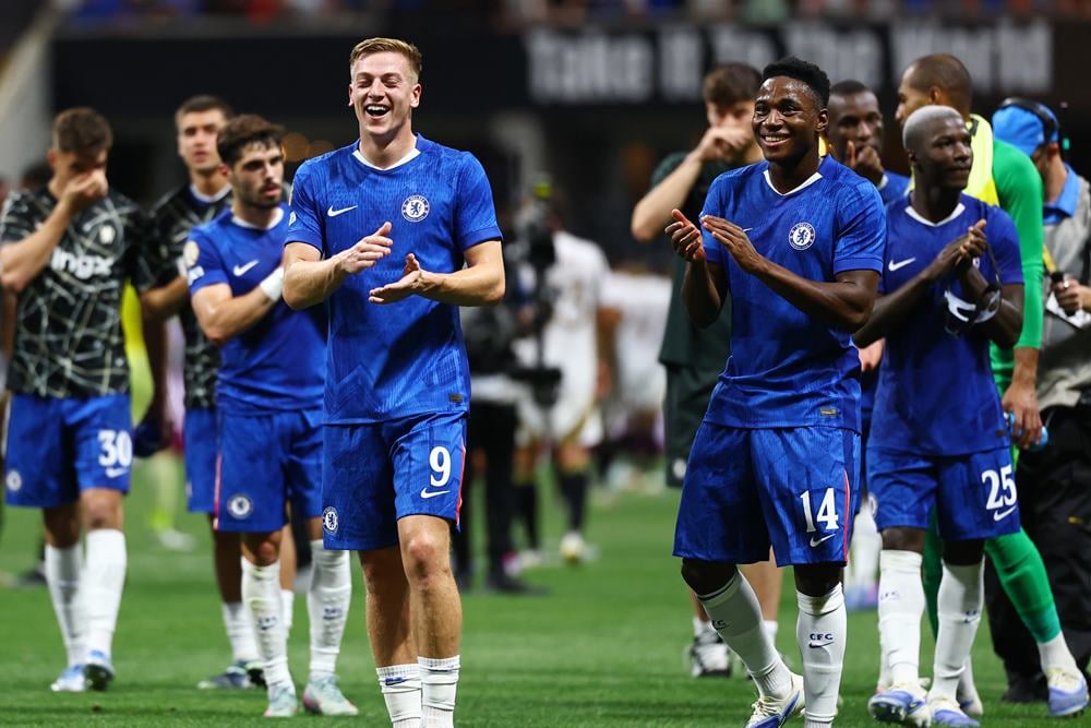 Para pemain klub Liga Inggris, Chelsea. Pertandingan terakhir Grup D Piala Dunia Antarklub 2025 akan mempertemukan Esperance vs Chelsea. Prediksi Skor Esperance Vs Chelsea 25 Juni, Susunan Pemain, H2H, Klasemen./ REUTERS/Kai Pfaffenbach