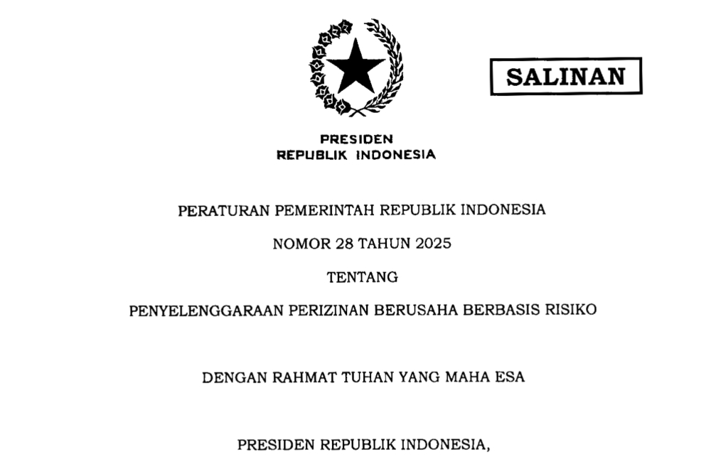  Pemerintah Terbitkan PP 28/2025, Permudah Perizinan Usaha dan Wajibkan Semua K/L Masuk OSS-RBA