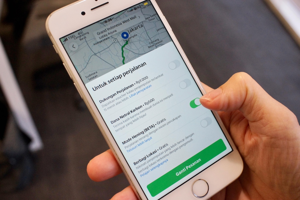 Tampilan mode hening di aplikasi Grab Car/dok. Grab
