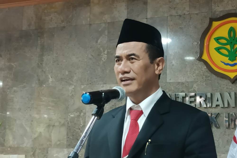 Menteri Pertanian (Mentan) Andi Amran Sulaiman saat ditemui di Kantor Kementerian Pertanian (Kementan), Rabu (25/10/2023) - BISNIS/Ni Luh Angela.