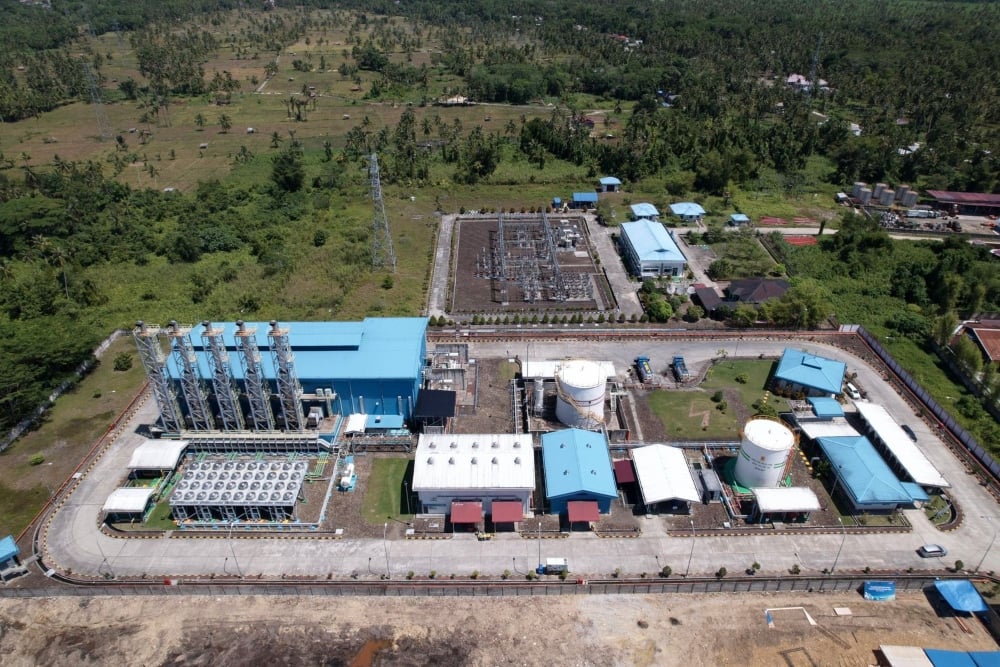 Tampak atas Pembangkit Listrik Tenaga Mesin Gas (PLTMG) Nias berkapasitas 35 megawatt (MW) yang terletak di Kota Gunungsitoli, Sumatra Utara./Dok. PLN
