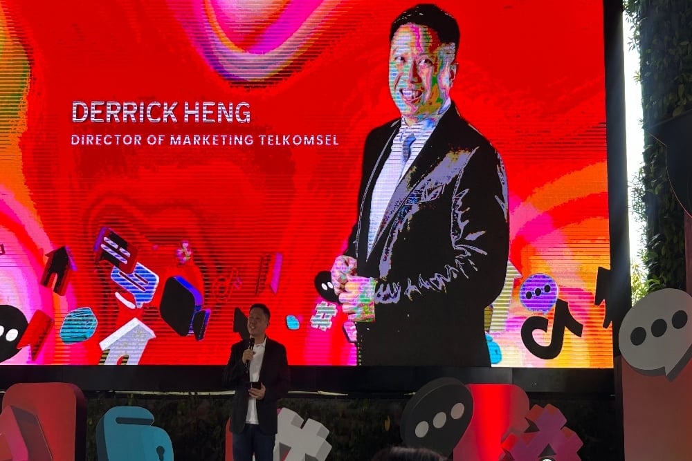 Direktur Marketing Telkomsel Derrick Heng dalam acara peluncuran SIMPATI TikTok di Jakarta pada Selasa (15/7/2025)/Bisnis.com- Pernita