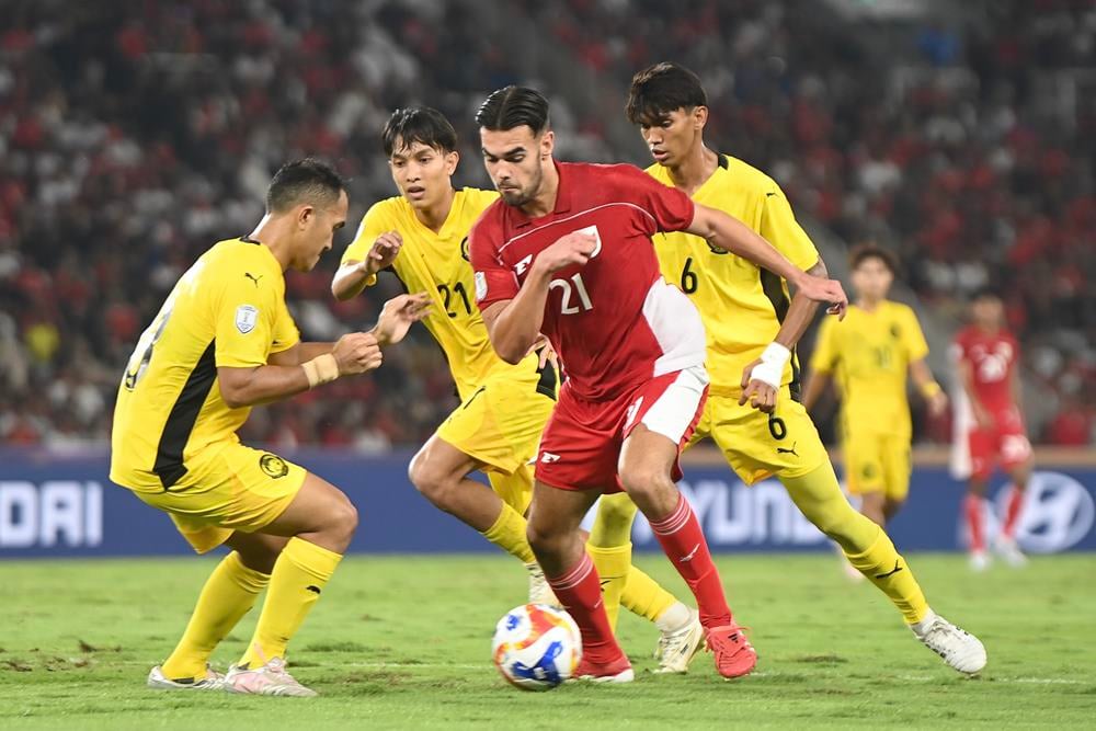 Timnas Indonesia U 23 berlaga di Piala AFF U23 2025. Di pertandingan terakhir Grup A Piala AFF U23 2025, timnas Indonesia U23 berhadapan dengan timnas Malaysia U23. /Antara