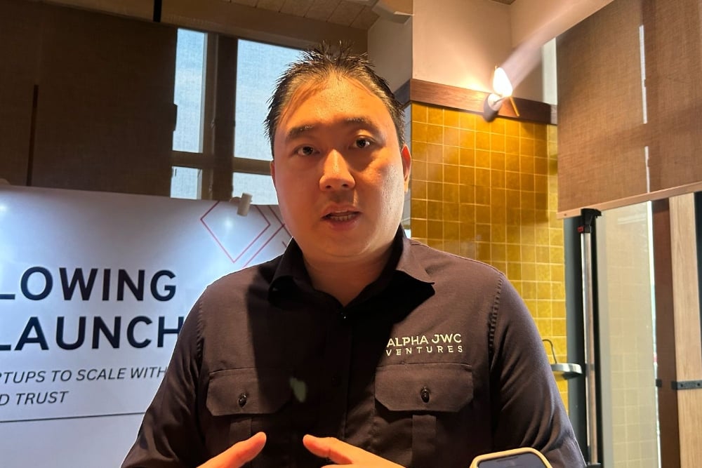 Co-Founder & General Partner Alpha JWC Ventures, Jefrey Joe, dalam acara Alpha JWC Whistleblowing Event Launch di Jakarta pada Rabu (23/7/2025).