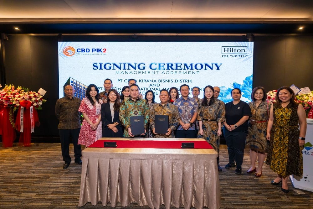 Manajemen PT Bangun Kosambi Sukses Tbk. (CBDK) dan Hilton International Manage Indonesia./Istimewa