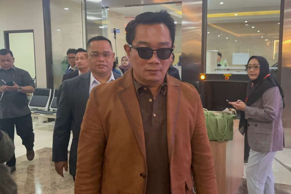Ridwan Kamil tidak memberikan pernyataan apapun saat tiba di Bareskrim