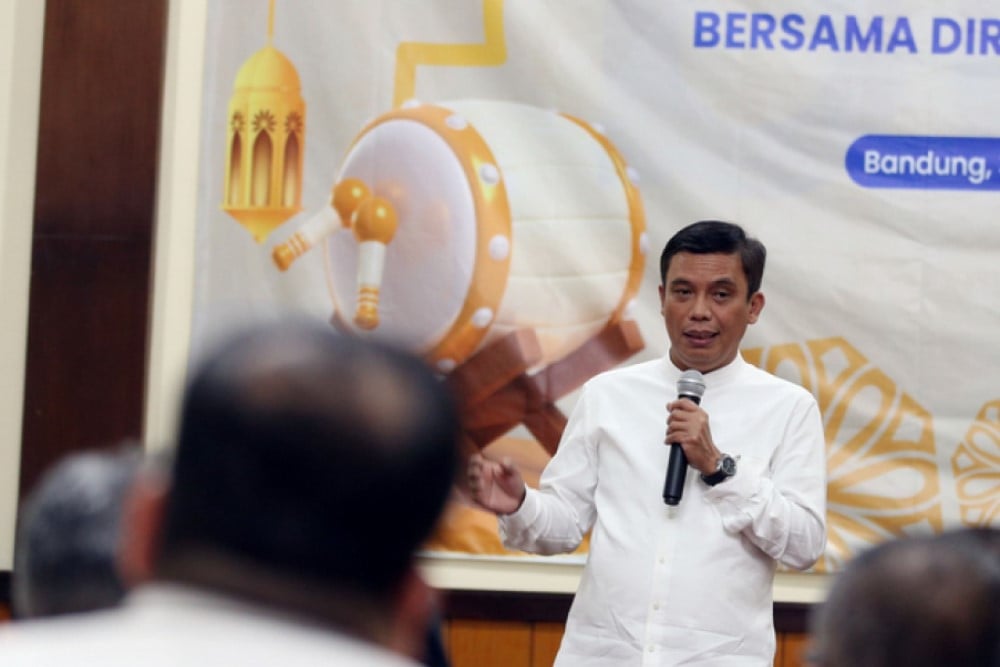 Direktur Utama BTN, Nixon LP Napitupulu di Bandung dalam rangka safari Ramadan 2024./Bisnis - Dea Andriyawan.